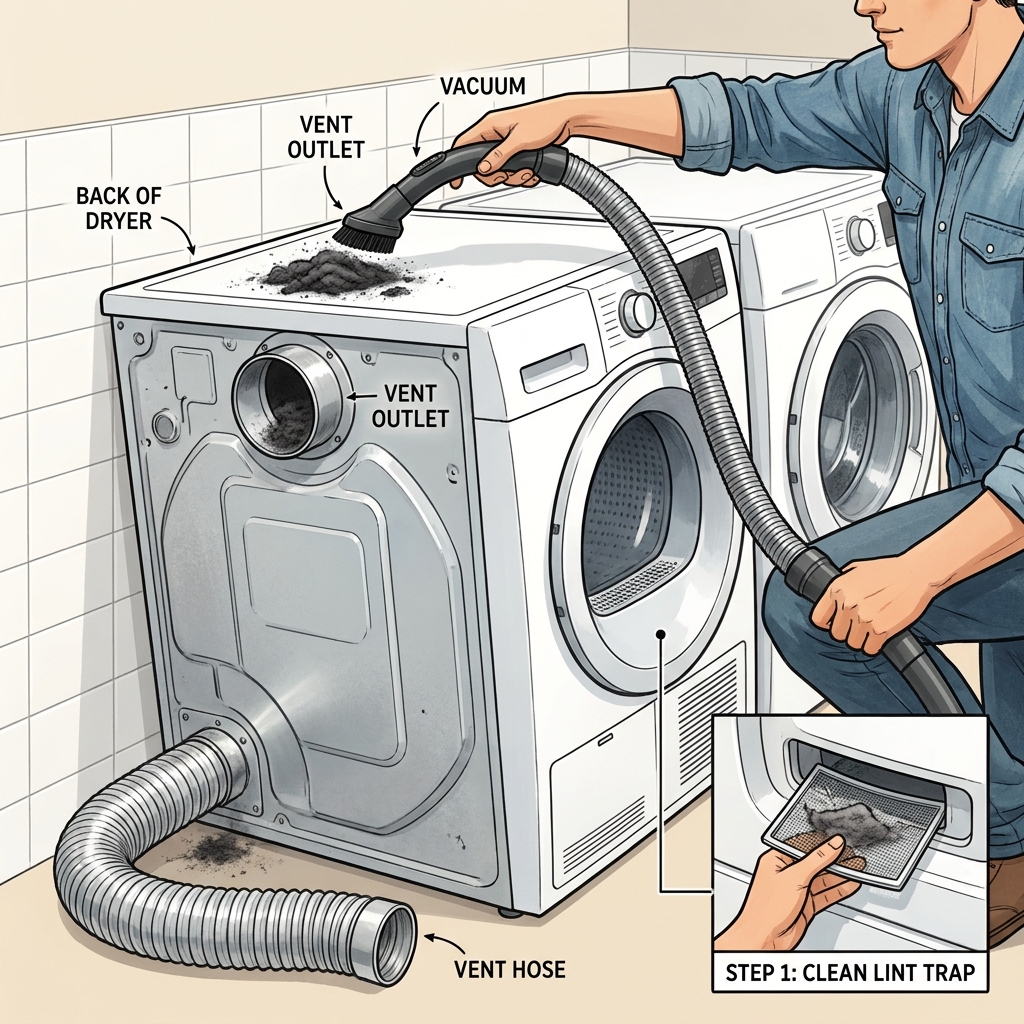 Clean the lint screen and the cavity behind it before moving the dryer.